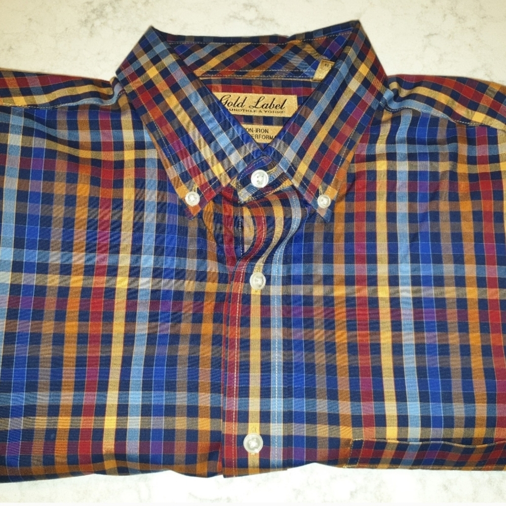 Gold Label Roundtree & Yorke Large Striped 100% Cotton Long Sleeve Shirt